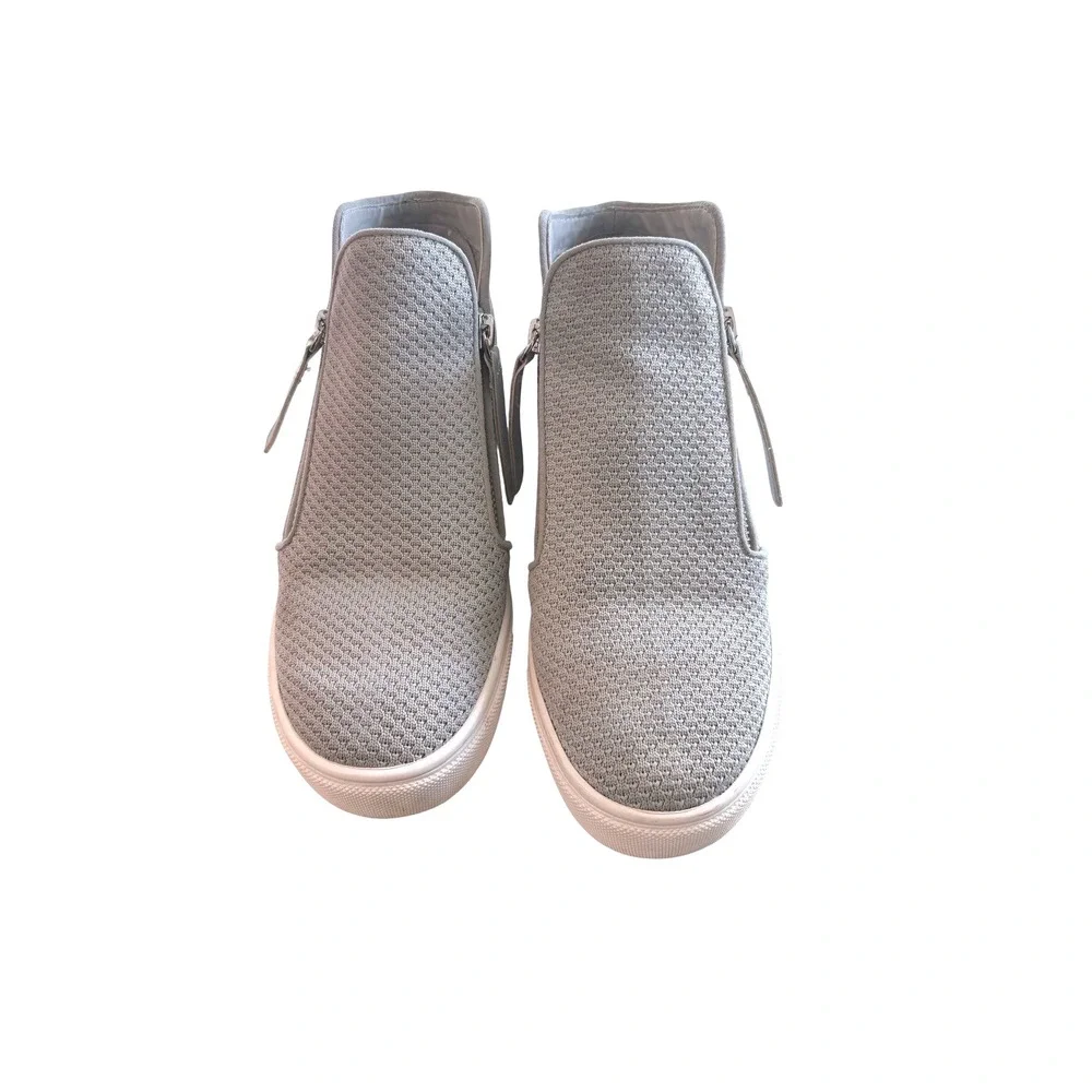 Steve Madden Womens Grey Wedge Sneakers Zipper Casual Fashion‎ Shoes Sz 9